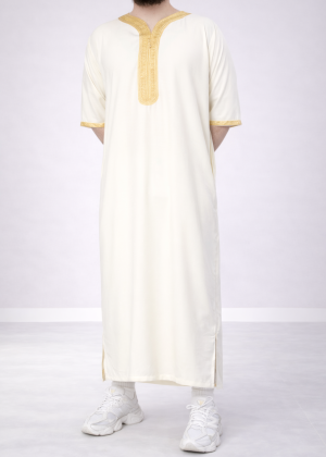 Marokkaanse “Heritage” Kandora White & Gold van Djellaba Mannen